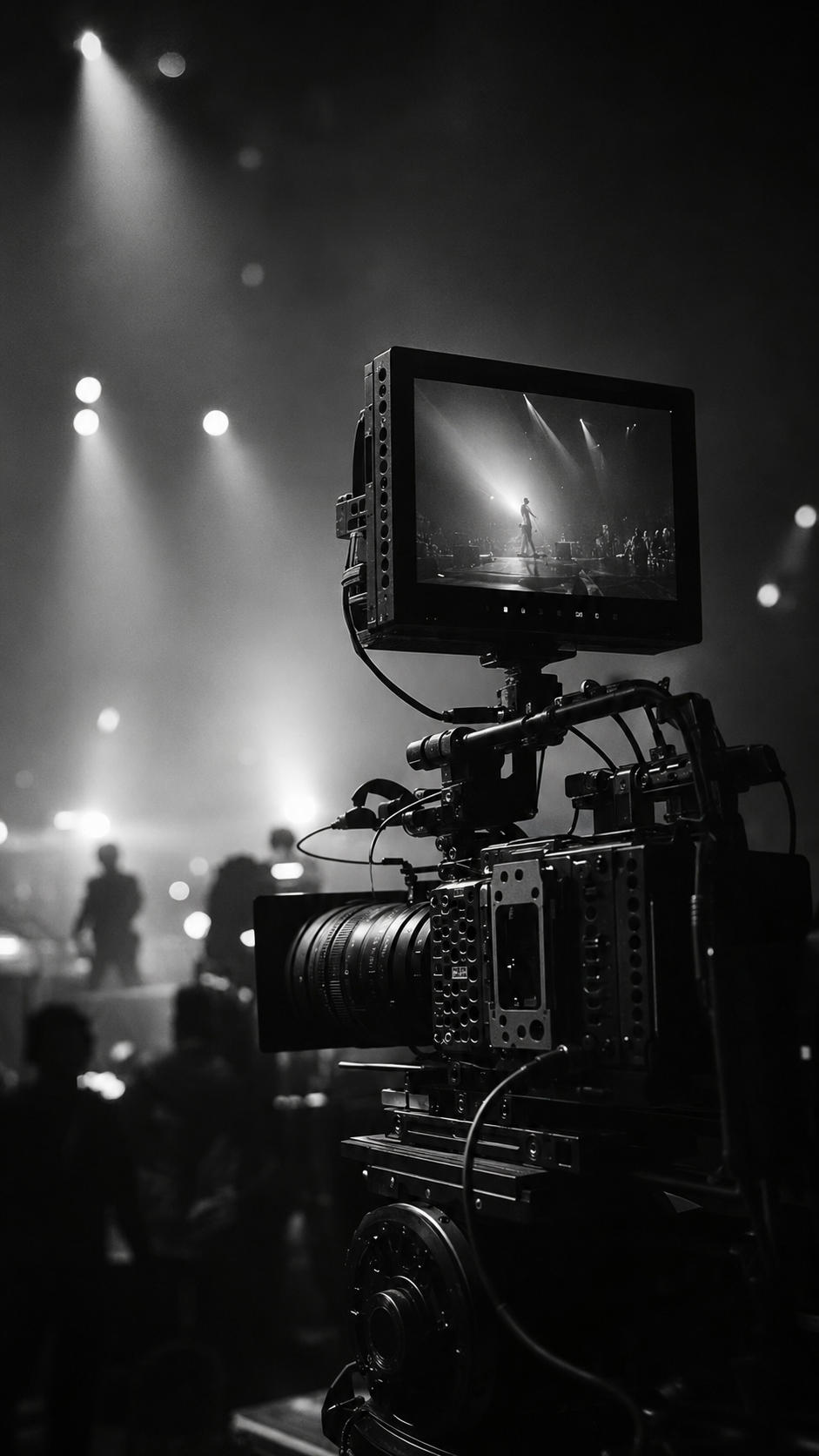 Professional cinema camera filming a production